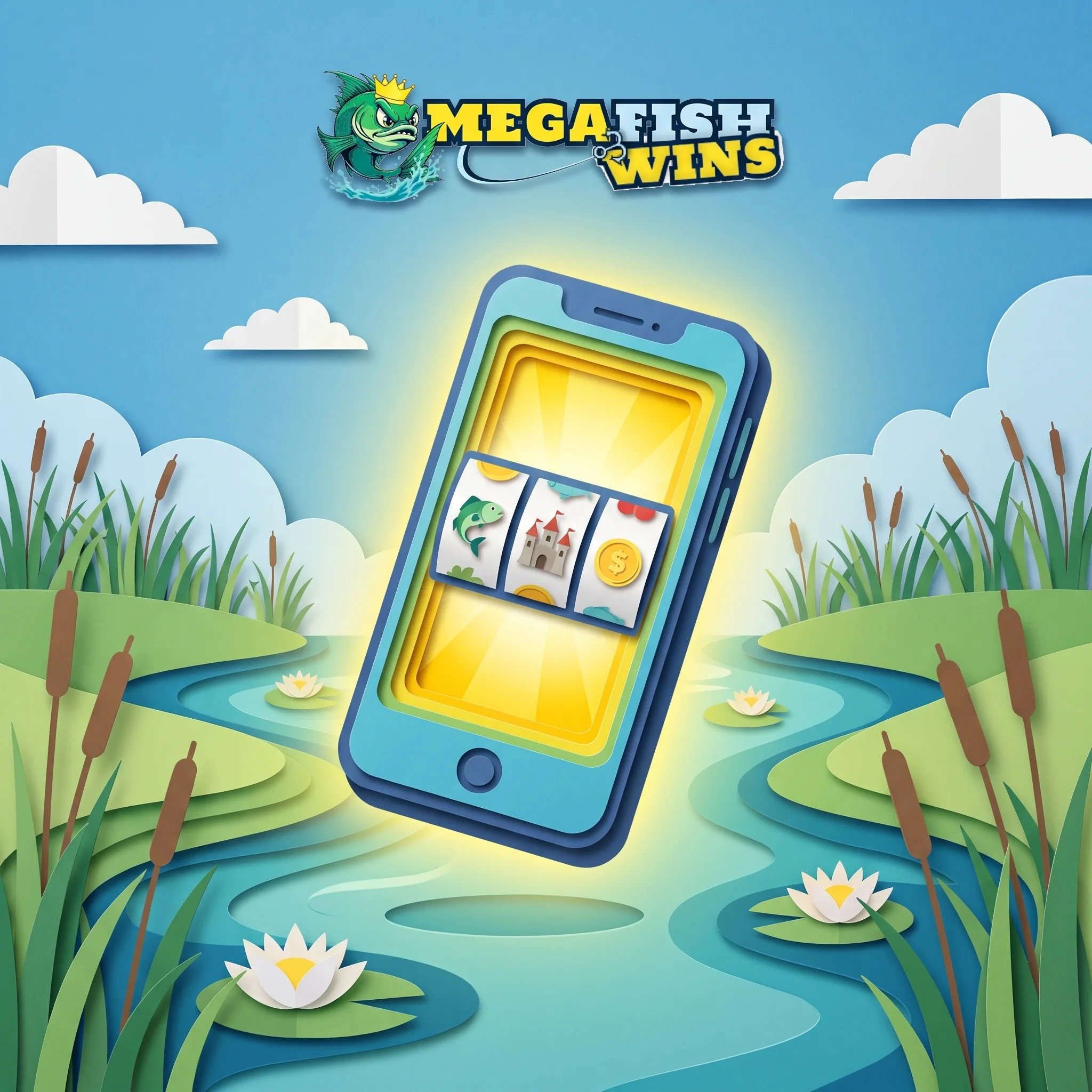 MegaFishWins-Spielmotiv auf einem Smartphone