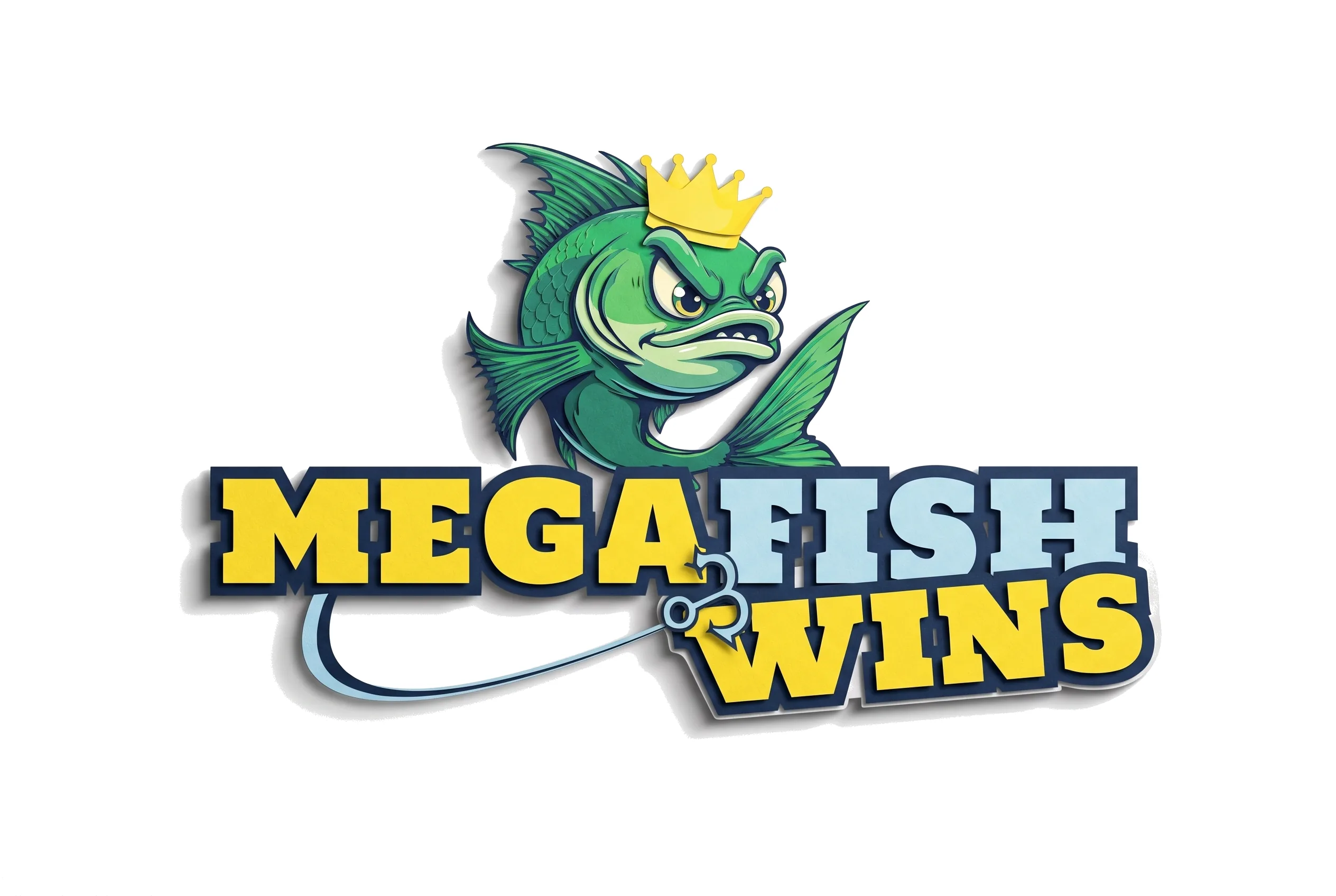 MegaFishWins Casino: Fisch mit Krone und Schriftzug